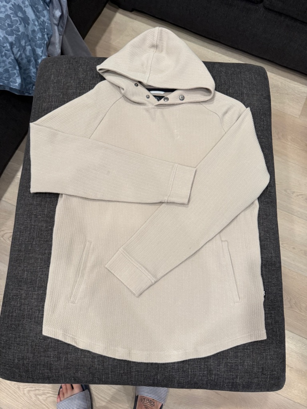 Tan herringbone textured hoodie